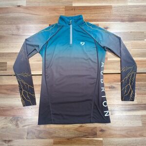 Aubrion Girls Riding Shirt 9-10Y Long Sleeve Teal Ombre Equestrian Lightning